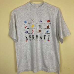 Vintage Zermatt Switzerland Short Sleeve T Shirt Medium Classic Tee Tourist